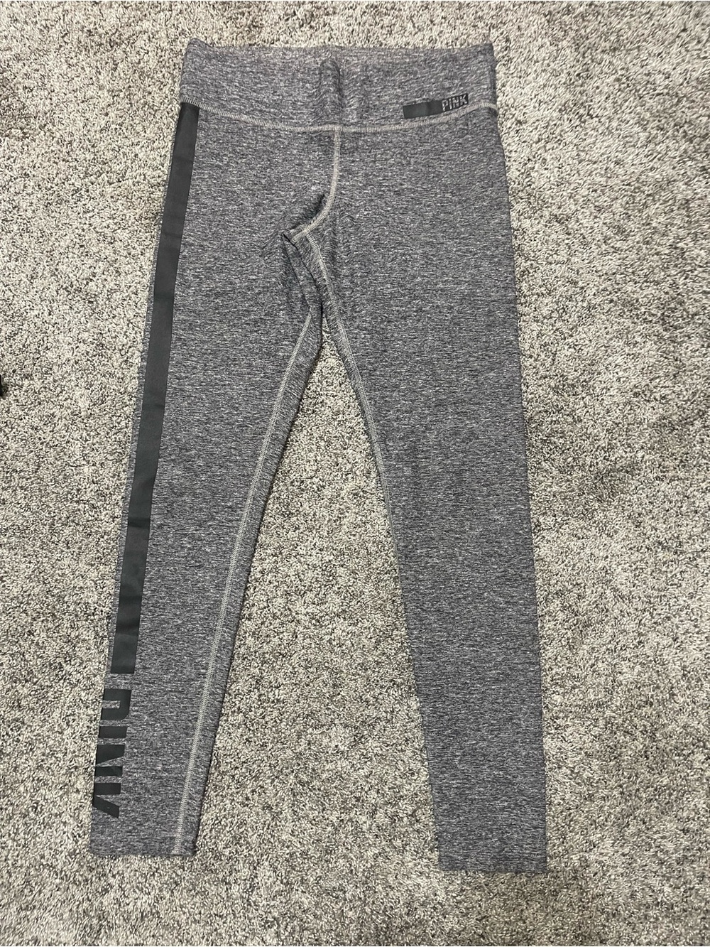 PINK Victoria's Secret Girls' Grey Heather Active Leggings with Side Stripe